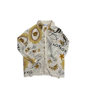 Vintage Zone Sheer 100% Silk Graphic Button Down - Size S